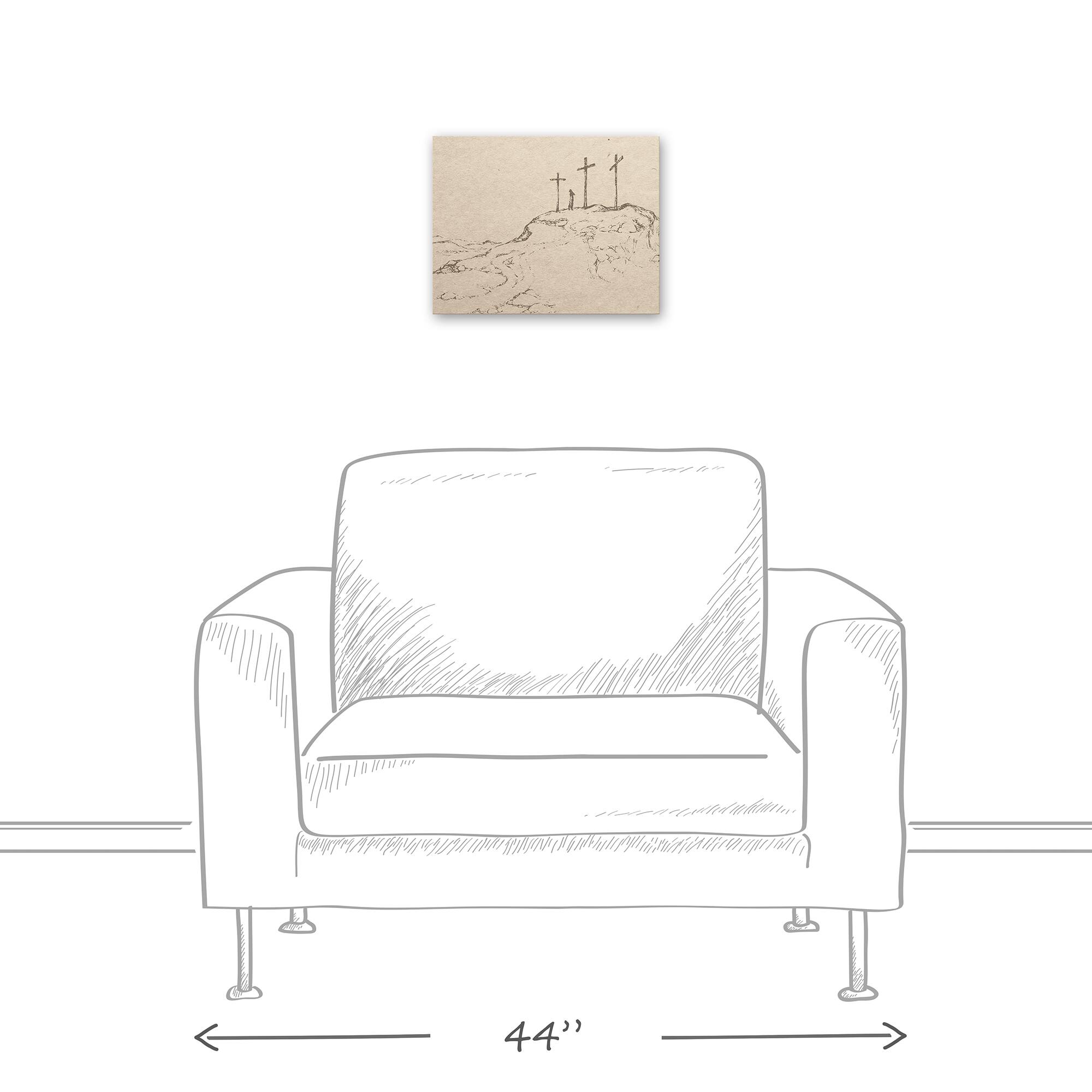 Crosses On Hill Sketch 1 11" x 14" Canvas Wall Art